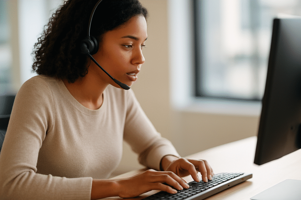 “Live agent actively listening and taking notes for a Maryland caller.”
